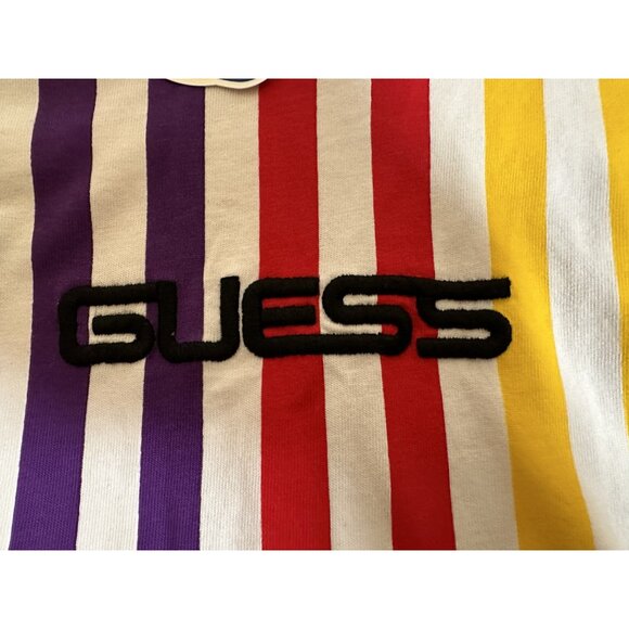 Guess J Balvin 2020 rainbow stripe white t shirt NEW NWT M Medium men  spell out - Picture 12 of 16